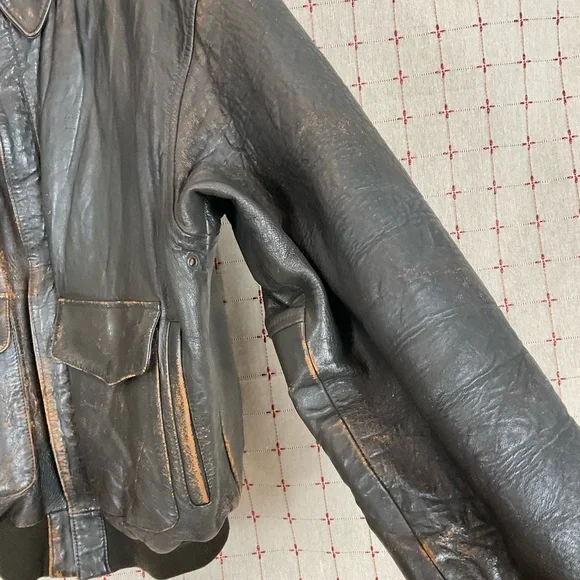 Vintage Avirex Jack Of All Raids Sack Time Nose Art A2 XL Leather Bomber Jacket - Picture 4 of 16